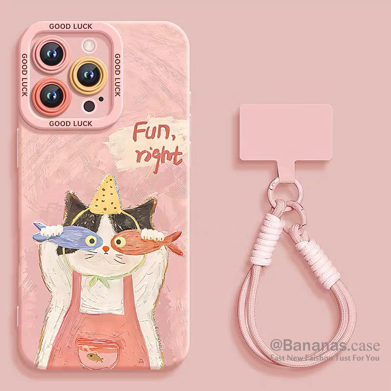 การ์ตูนการ์ตูนแมวปลาเคสโทรศัพท์สําหรับiPhone 17 16 15 14 13 12 11 Pro Max X XR XS Max 7 8 Plus SE2020