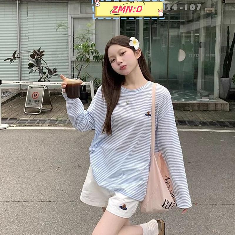 ZMN:D ลาย Sun Protection เสื้อผู้หญิงเสื้อยืดแขนยาวบางสไตล์ขี้เกียจ Top RRT