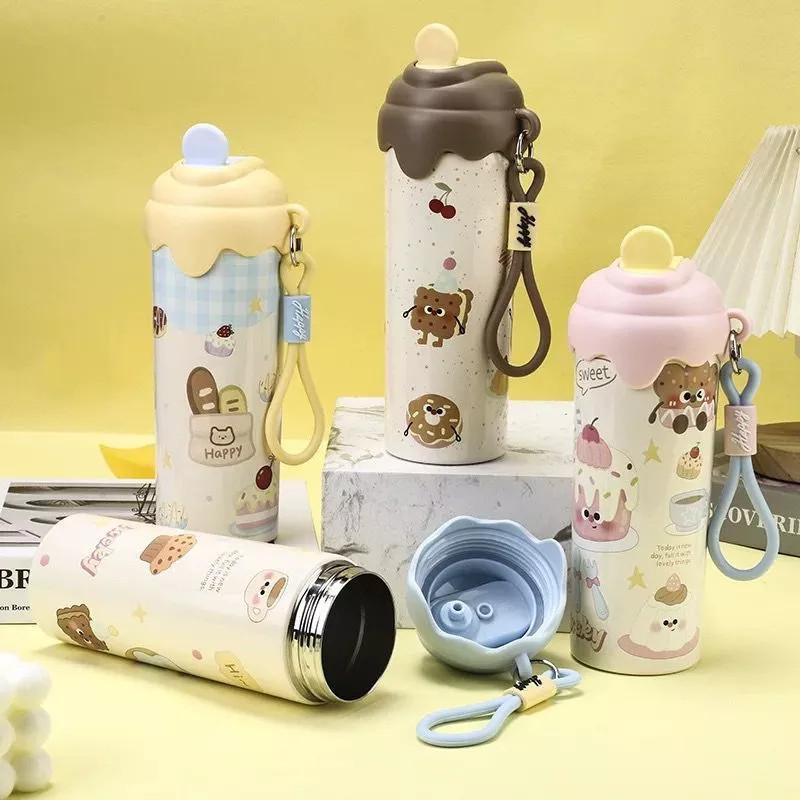 TERMOS Gudangjam888 Tumbler Thermos Vacuum Stainless SUS 316 Model Ice Cream Bakery Cute Size 600ml
