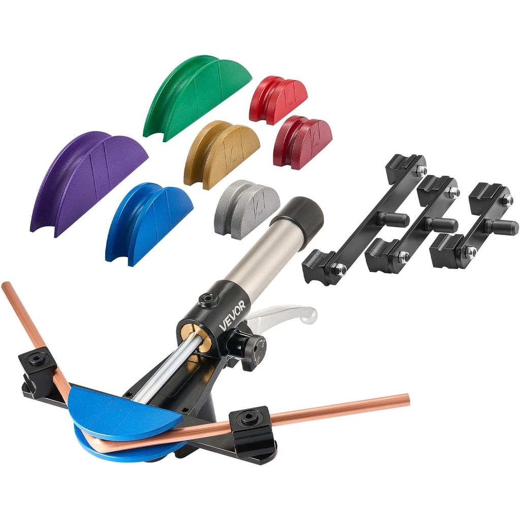 VEVOR ชุดดัดท่อไฮดรอลิก, 1/4 ถึง 7/8 นิ้ว, ดัดท่อทองแดง, ชุดเครื่องมือดัด HVAC, 90° ดัด พร้อมอลูมิเน