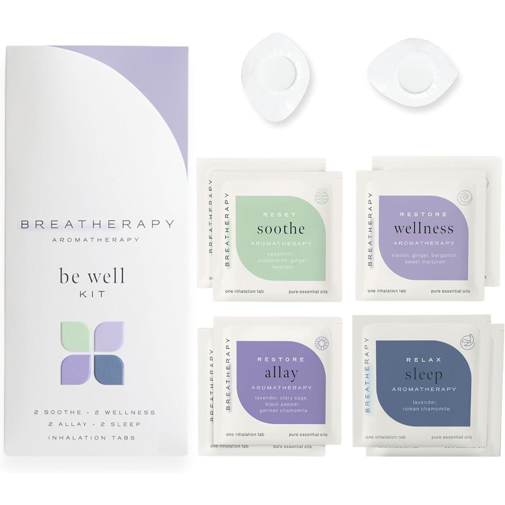 Breatherapy Be Well Kit | แท็บการสูดดมน้ํามันหอมระเหยบริสุทธิ์ | แผ่นแปะสุขภาพ ภูมิแพ้ ปลอบประโลมและ