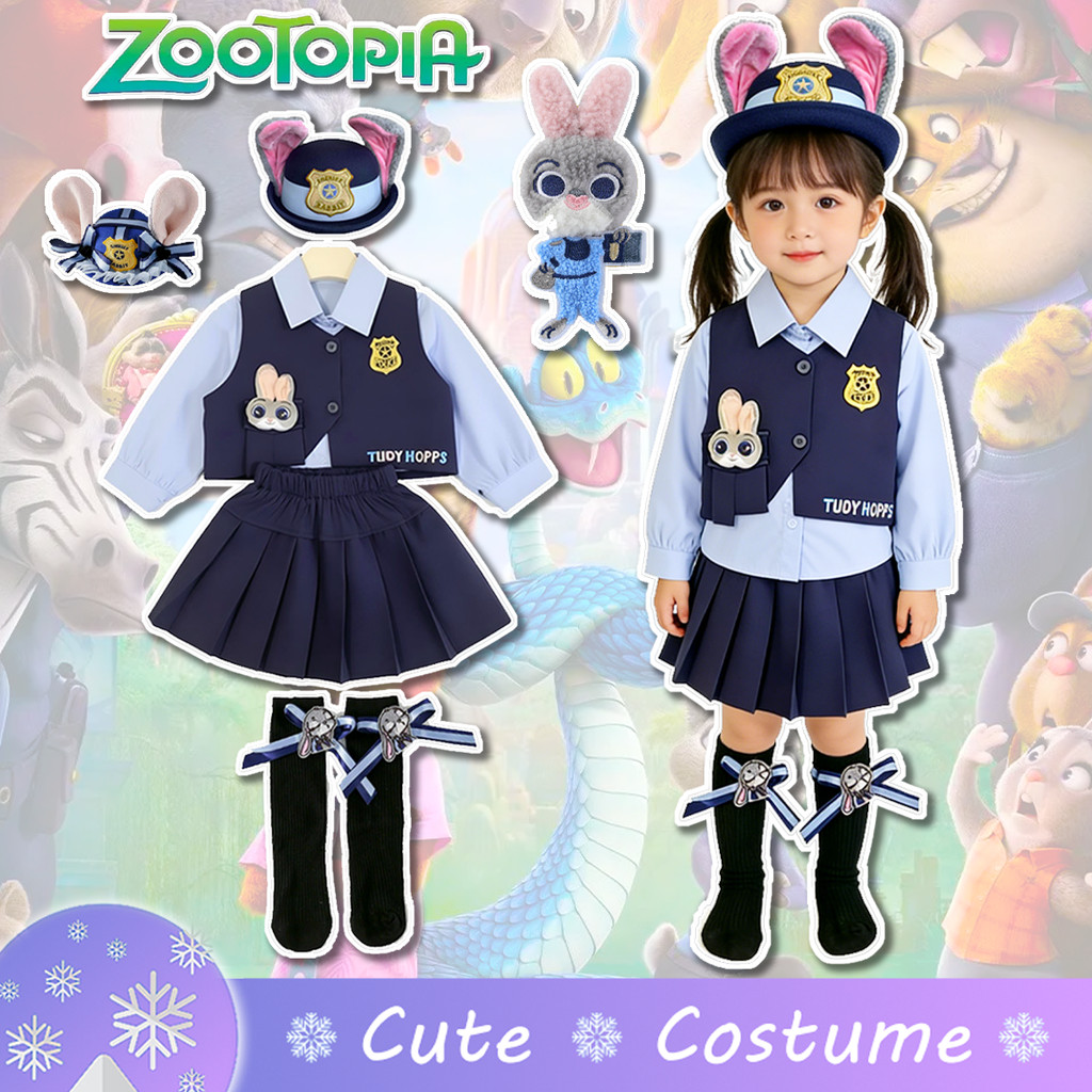 Zootopia Judy Hopps เครื่องแต่งกายสำหรับเด็กหญิง ชุดคอสเพลย์สไตล์ญี่ปุ่น