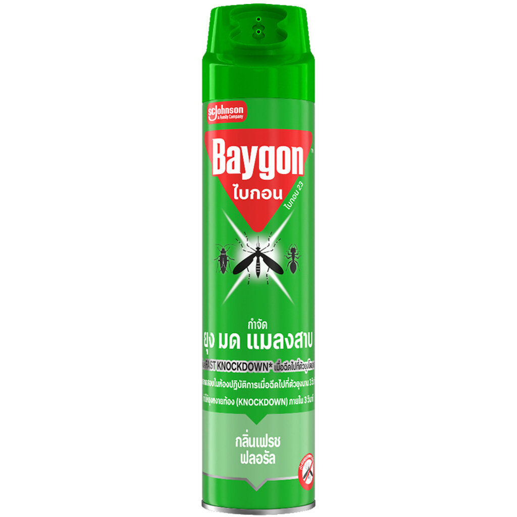 LeeMart ยาฉีดแมลง ไบกอน Baygon 600ML ไบก้อน หัวฉีดคู่ ยาฉีดยุง ยาฆ่าแมลง กำจัดยุง มด แมลงสาบ สูตร ไบกอน สีเขียว-เขียว...