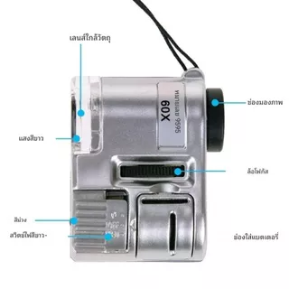 60X Pocket Microscope กล้องจุลทรรศน์จิ๋ว แว่นขยายพกพา มีไฟ LED ในตัว ขนาดมินิ ส่องชัด ราคาถูก