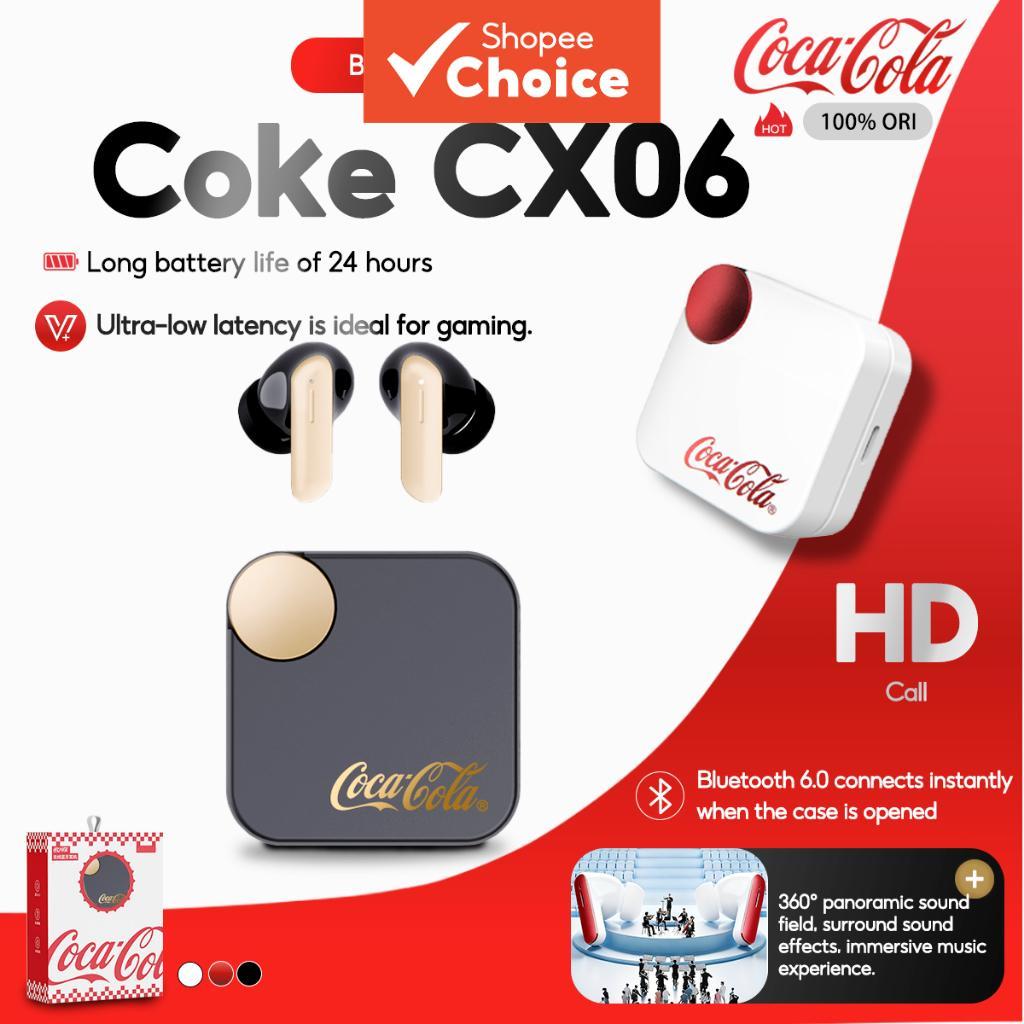 Coca-Cola CX06 หูฟัง Retro True Wireless Bluetooth 6.0 ชุดหูฟังพร้อมไมโครโฟนสเตอริโอเสียงไฮไฟน้ําหนักเบาการออกแบบแฟชั่นสําหรับการเดินทางและดนตรีทุกวัน