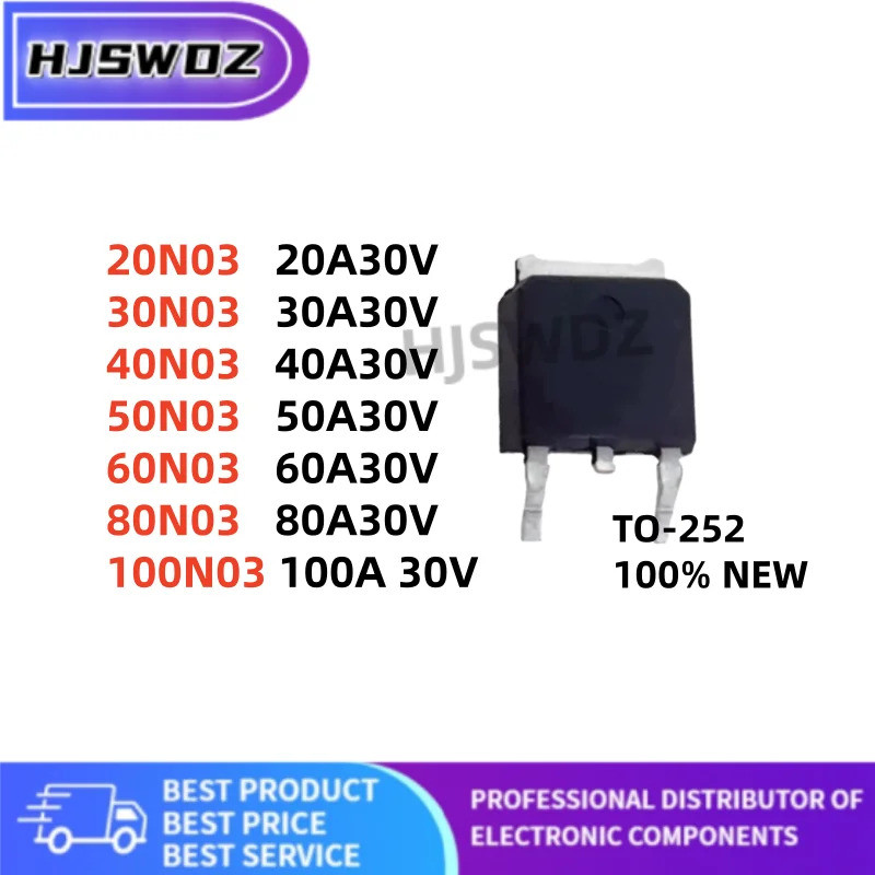 10 ชิ้น 20N03 30N03 40N03 50N03 60N03 80N03 100N03 TO-252 MOSFET Field effect tube ใหม่ชิปic GTIU