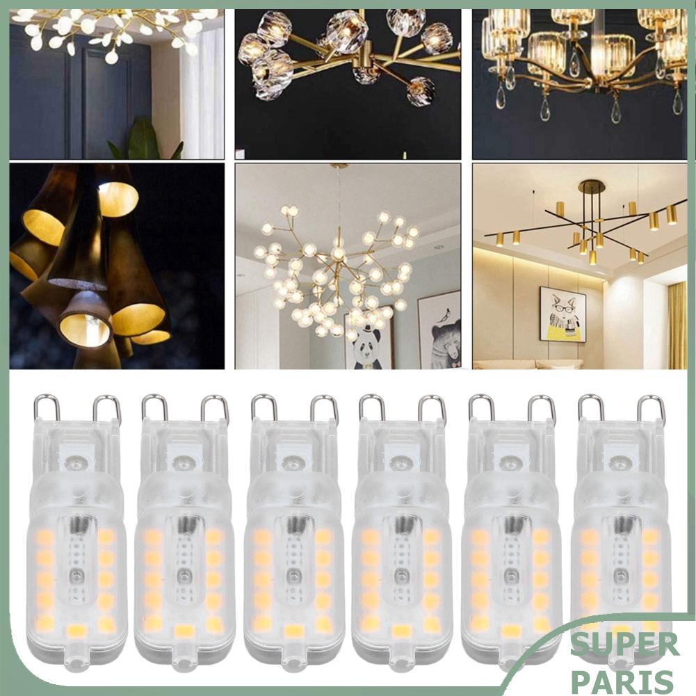 Superparis Haofy 6 ชิ้น G9 หลอดไฟ LED 5 วัตต์ฝาครอบโปร่งใส 22LED หรี่แสงได้สำหรับเพดานผนังตารางเปลี่