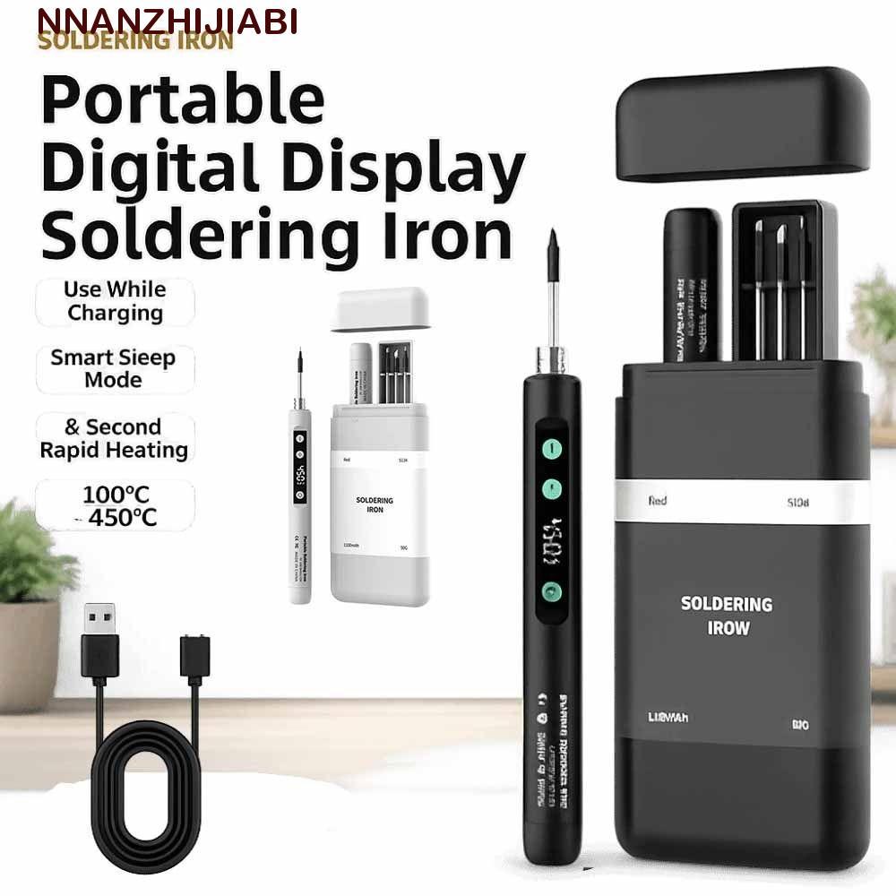 NANZHIJIABI หัวแร้ง USB ปรับอุณหภูมิได้ หัวแร้งไฟฟ้าไร้สาย เครื่องทําความร้อนความเร็วแบบพกพา จอแสดงผลดิจิตอล Type-c ชาร์จชุดเครื่องมือเชื่อมปากกาใช้ในครัวเรือน
