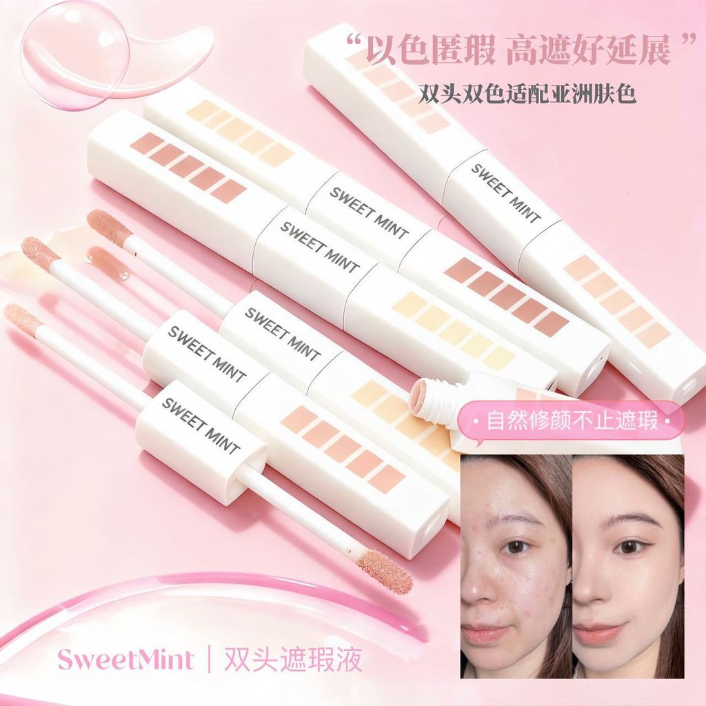 คอนซีลเลอร์สองหัว Sweet mint Repairing Brightening Facial Smoothing Natural Skin Clear Thin คอนซีลเล
