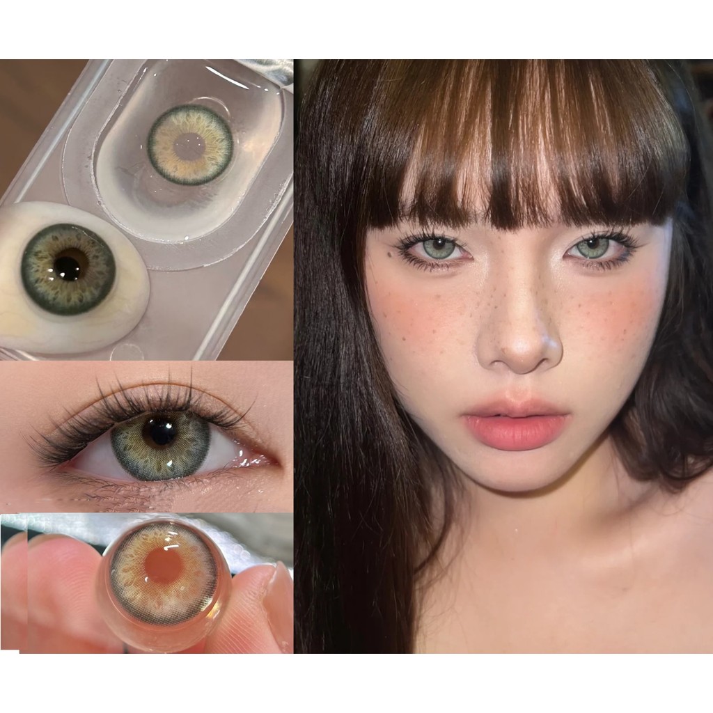 1 คู่ JWHJLV รูปแบบ XIYOULENS ยี่ห้อ BIG SIZE 14.50 มม.Gdia 13.90 มม.BC 8.5 เกรด 0-8.00 คอนแทคเลนส์สีเขียว 6 เดือนใช้
