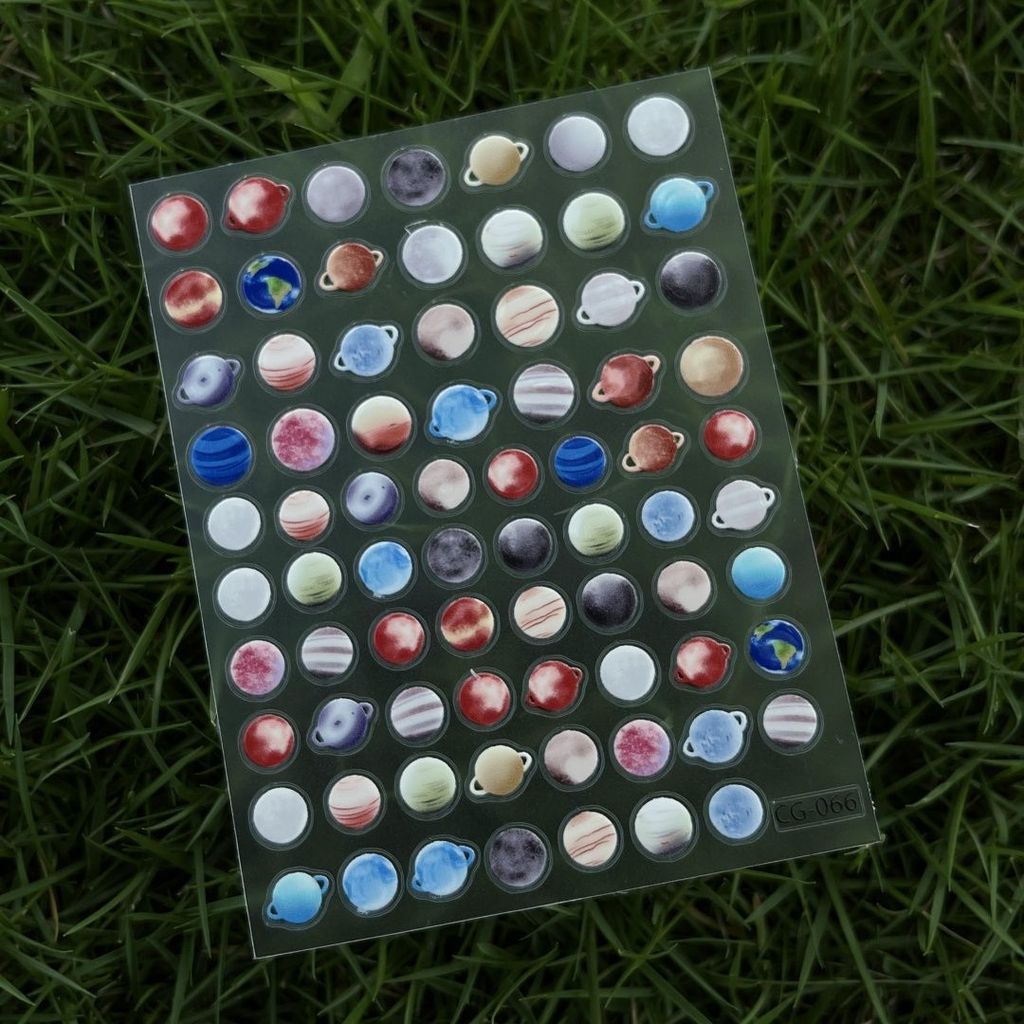 Influencer ขายร้อนน่ารัก Fun Planet Solar System สามมิติ Jelly สติกเกอร์แต่งเล็บแปดดาวเคราะห์ diy เล