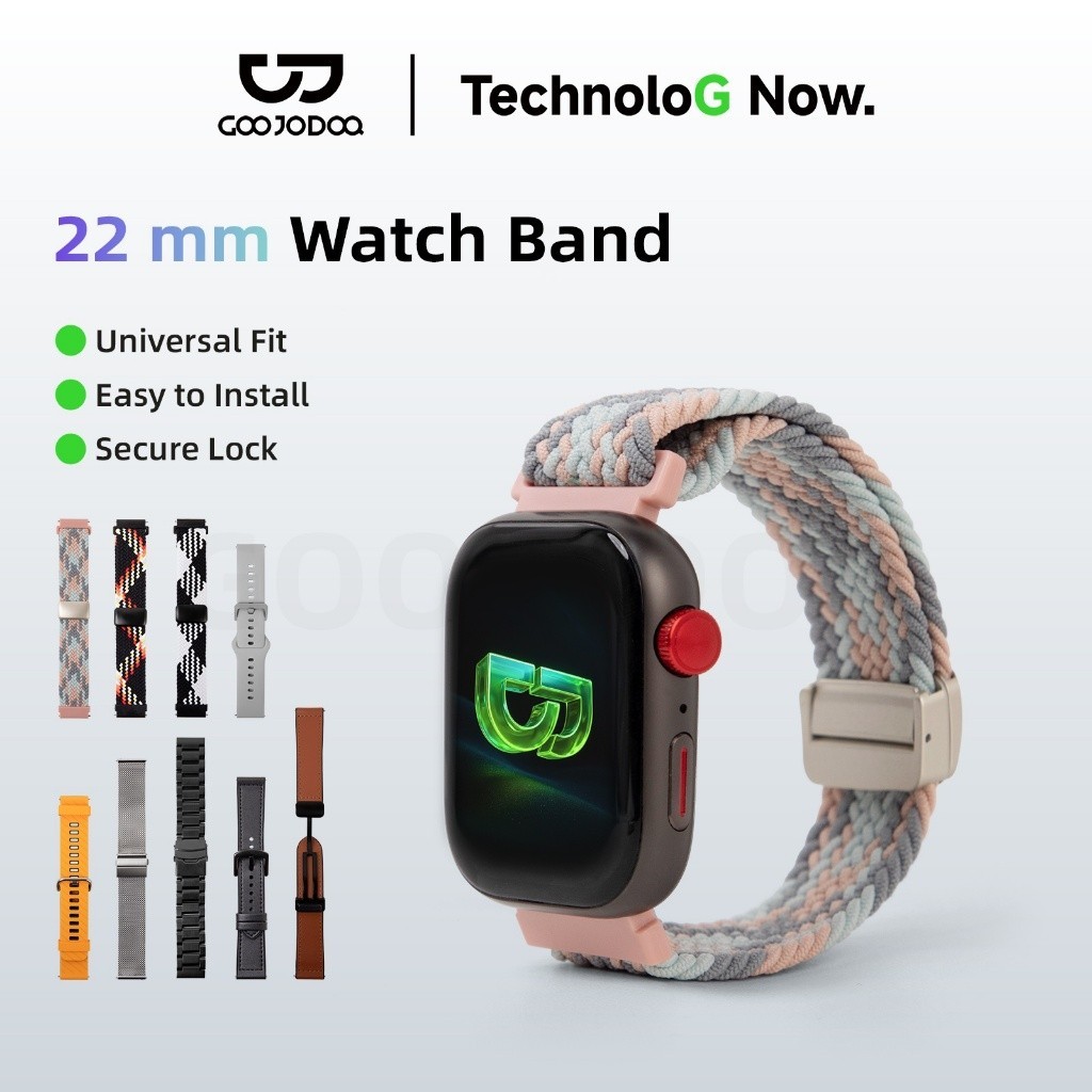 GOOJODOQ 22mm Watch Straps 2 Types Fashionable Versatile Comfortable Durable Watch Not Included