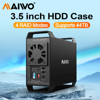 MAIWO 3.5 นิ้ว Dual Bay ฮาร์ดไดรฟ์ภายนอกตู้ Array SATA Hard Disk Array พร้อมฟังก์ชั่น 4 RID สําหรับ HDD 3.5 นิ้ว