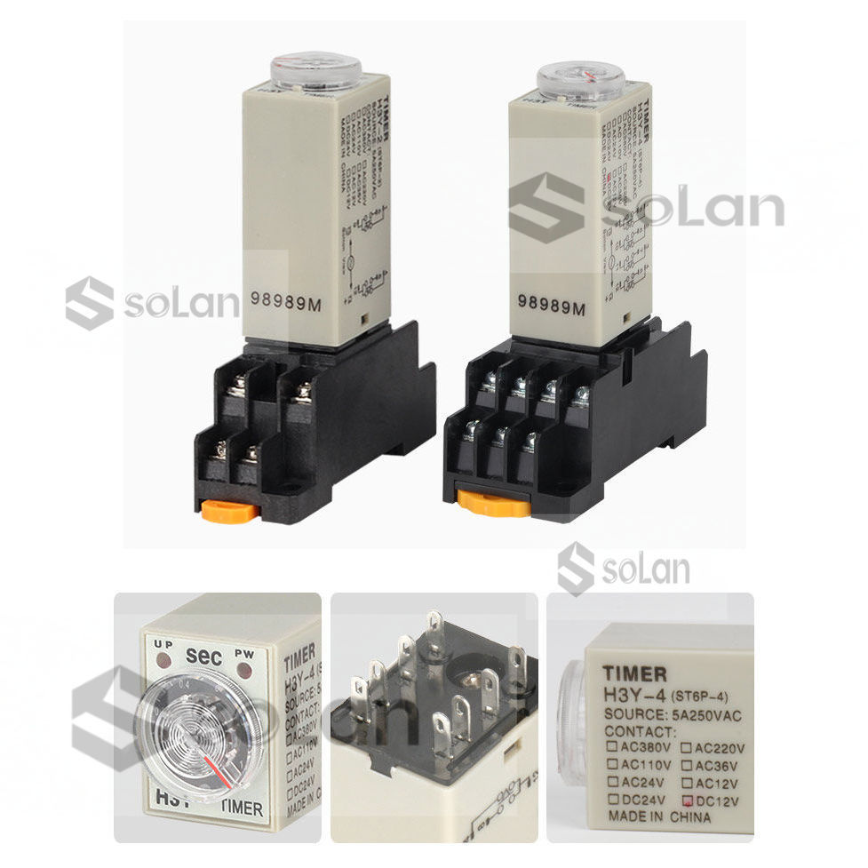 H3Y-2/H3Y-4 รีเลย์เวลา Power-on Delay AC220V เงินติดต่อรีเลย์ขนาดเล็ก DC24V 12V