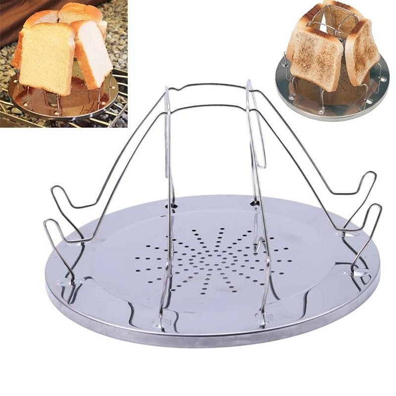 Folding Camp Stove Bread Toaster Tray Rack Cooking Camping Breakfast