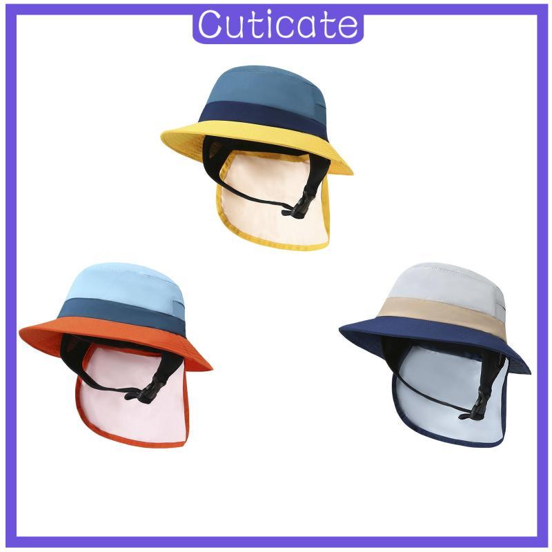 [น่ารัก] Surf Bucket Hat Sunscreen with Chin Straps for Boating Surfing Men Women