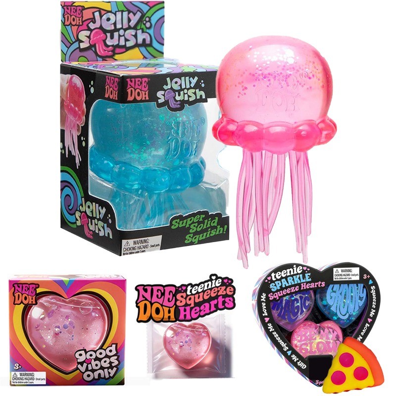 Schylling NeeDoh Jellyfish & Heart Squishy ของเล่นความเครียดบรรเทา Slime Decompression Fidget ของเล่นสําหรับของขวัญเด็ก