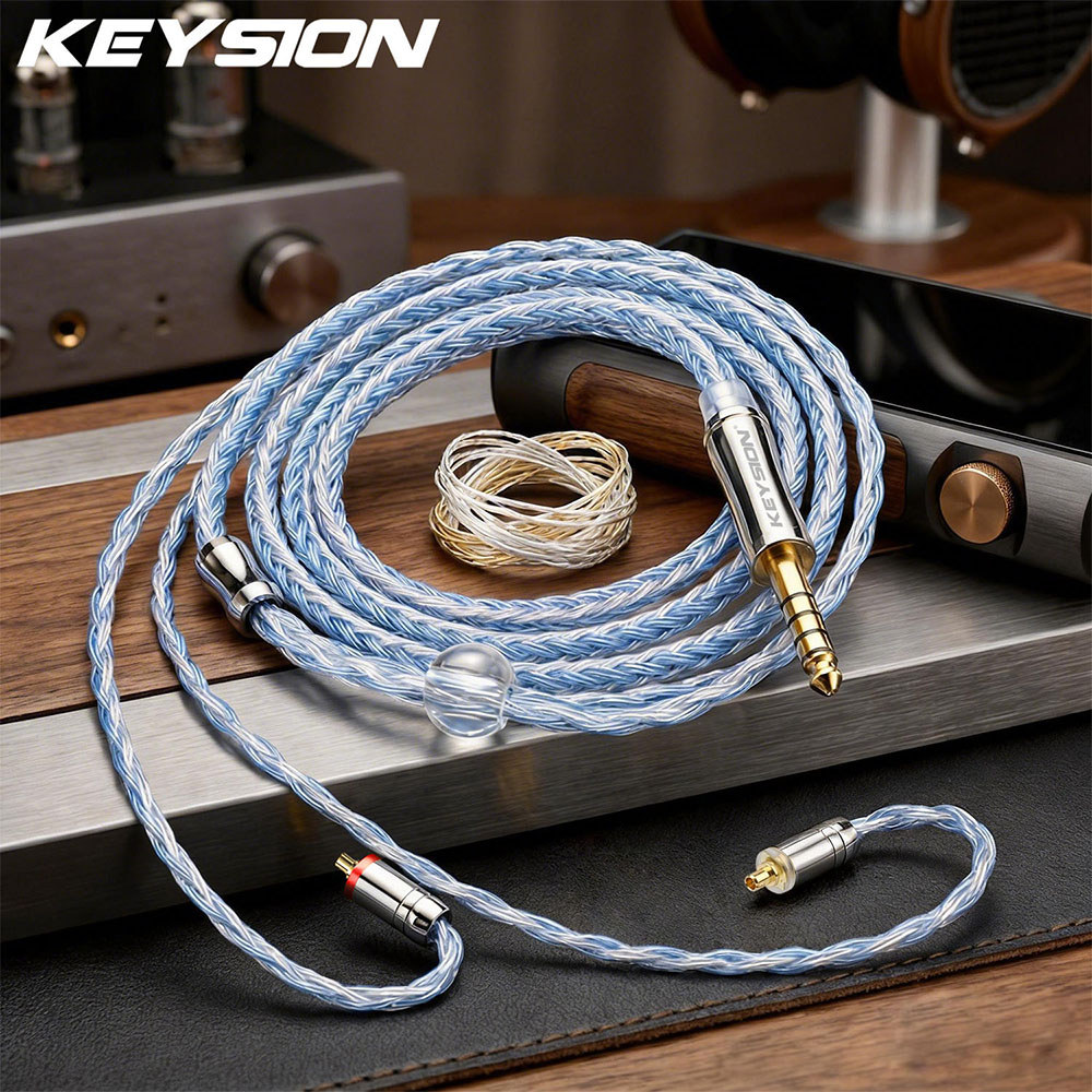 KEYSION 24-core Silver-plated OFC HIFI หูฟังอัพเกรดสาย MMCX 0.78 มม.2 ขาสําหรับ TFZ 3.5/4.4 มม.King 