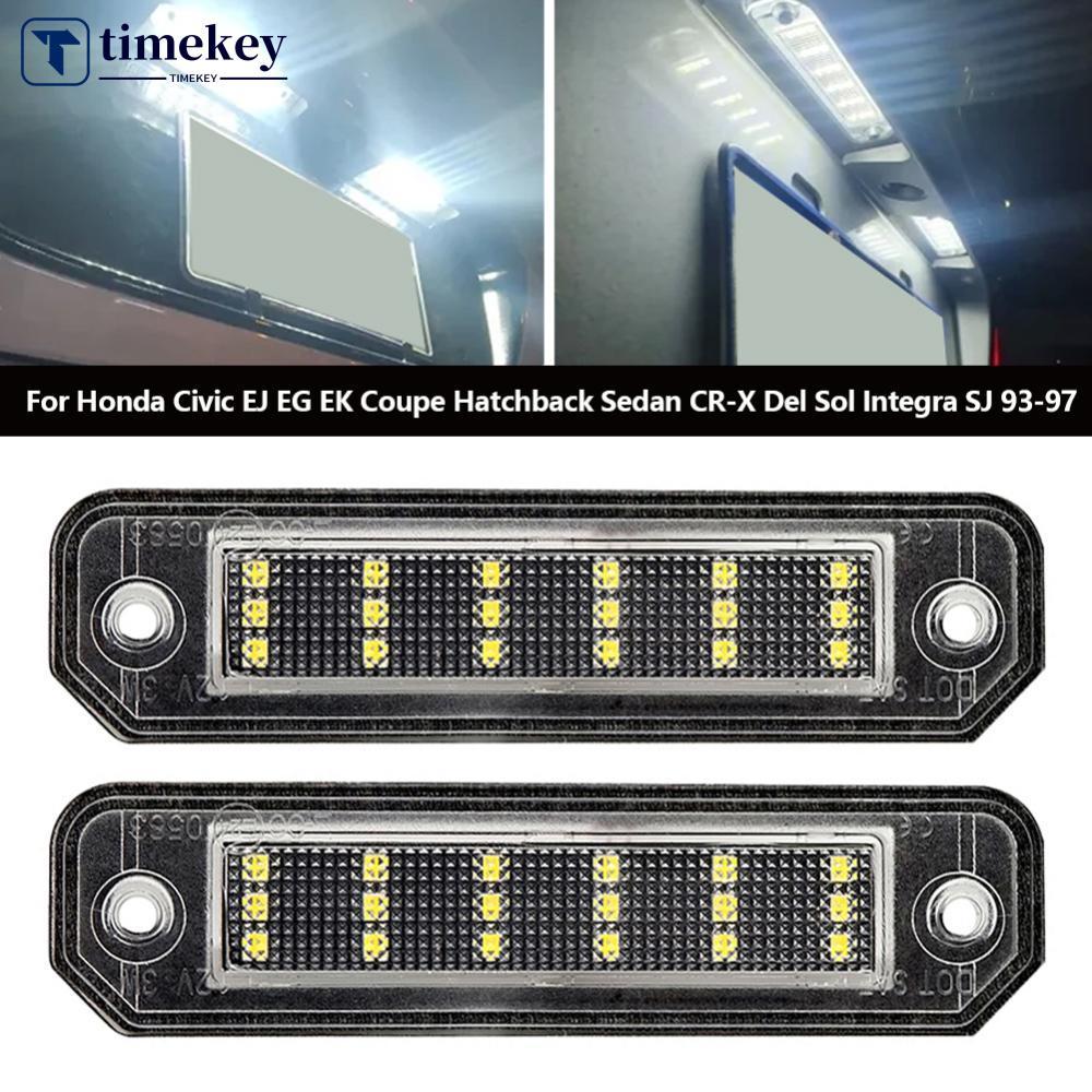 TIMEKEY 12V ไฟป้ายทะเบียนรถยนต์ LED ยานยนต์อุปกรณ์เสริมด้านหลังโคมไฟสําหรับ Honda Civic EJ EG EK Cou