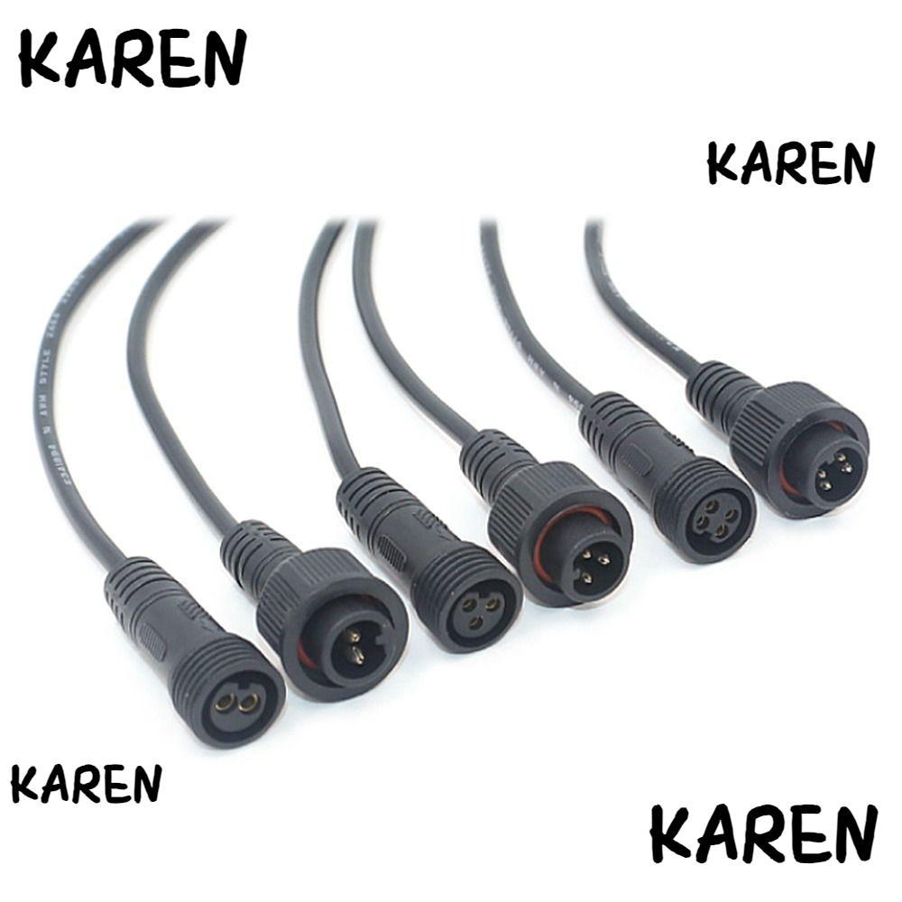 KARENGOODS 2 ชุด 2Pin3Pin4Pin สายสีดํา 4 รูปแบบ 2Pin 3Pin 4Pin อุปกรณ์สายไฟกันน้ําสายเชื่อมต่อ