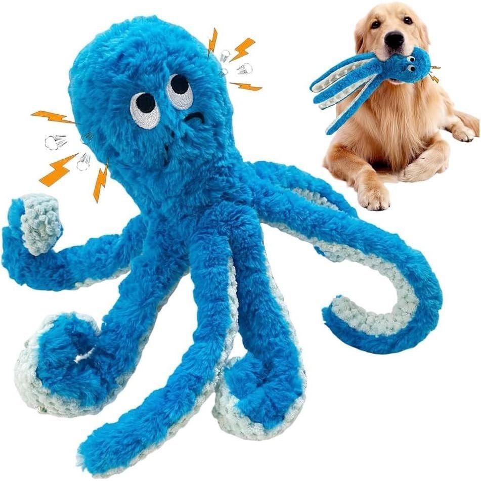1 PCS Angry Octopus Dog Toy with Squeaker with Food - Dispensing Tentacles, 2026 New Interactive Blu