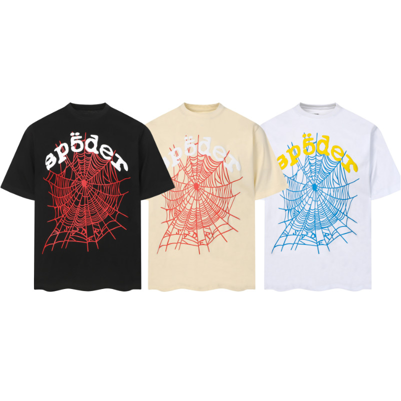 ❤️เสื้อยืดคุณภาพสูง❤️ High Street Spider Web 3D พิมพ์เสื้อยืดแขนสั้น Casual Oversize Tshirt สําหรับผ
