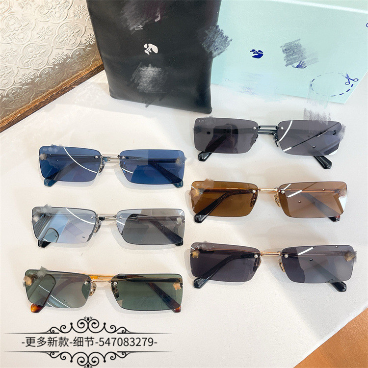 6RPW Off# Women's Metal Square Frame Sunglasses white Trendy Men's Sunglasses OERI096
