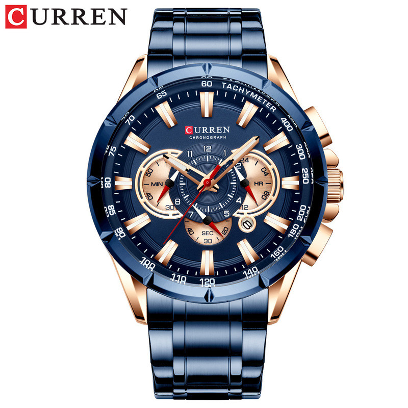 Curren/Curren 8363 นาฬิกาผู้ชายนาฬิกาควอตซ์หกมือปฏิทินธุรกิจนาฬิกาวงเหล็กนาฬิกาผู้ชาย