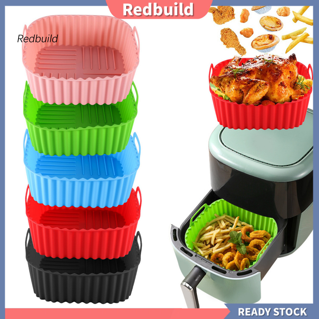 Build สีแดง| Air Fryerตะกร้าซิลิโคนน้ําหนักเบาAir Fryerอุปกรณ์เสริมReusableซิลิโคนAir Fryerตะกร้าถาด