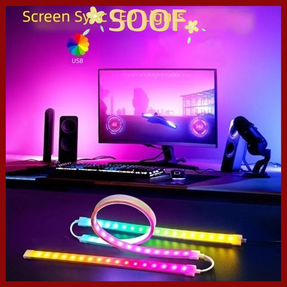 in stockSOOOF แถบ LED หน้าจอคอมพิวเตอร์, 24 27 32 นิ้วคอมพิวเตอร์เดสก์ท็อปสําหรับเล่นเกม LED Strip, 