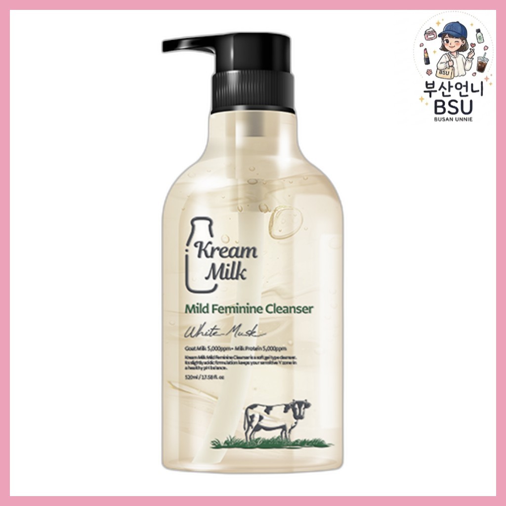 [นม kream] Mild Feminine Cleanser (White Musk), 520ml / Korean Cleanser / Mild Intimate Wash by BSU