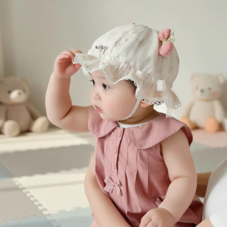 หมวกเด็ก หมวกกันแดดเด็ก หมวกบักเก็ตเด็ก ลูกไม้ โบว์หวาน ปีกกว้าง ระบายอากาศ เด็กผู้หญิง