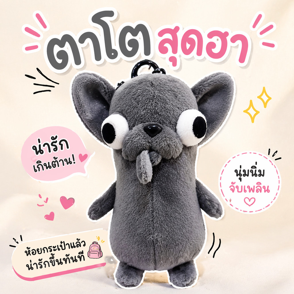 ชิวาวา พวงกุญแจ 15CM พวงกุญแจตลกกระเป๋าเป้สะพายหลังแขวนของเล่นตุ๊กตาของขวัญวันเกิด