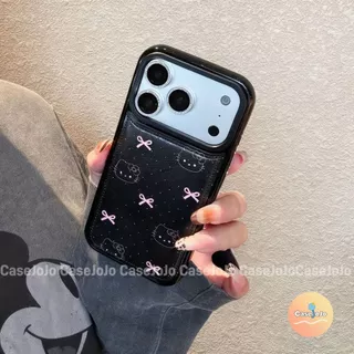 เคสหนังลาย คิตตี้ โบว์สีชมพู เคสนิ่มกันกระแทก สำหรับ iPhone 13 Pro 17 11 14 12 X/Xr/Xs/Xs Max 15 Pro Max 16 Plus ทุกรุ่น