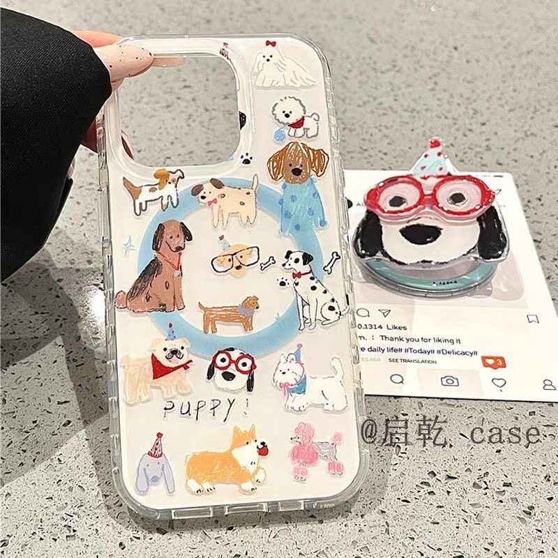 แว่นตาสุนัขเหมาะสําหรับSamsung S26ultraเคสโทรศัพท์S23 + S25feแม่เหล็กดูดS22 + s21 Graffiti S20feการ์ตูนA55a15a26 แฟชั่นผู้ชายผู้หญิงA35a36a16 Shock-ทนA06