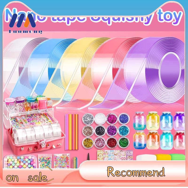 Luo-Meng DIY Craft Pinch ของเล่นทํา Blowable Bubble เทป Non-marking กาวสองหน้านํากลับมาใช้ใหม่สีสูง Stiy เทปนาโน Nice