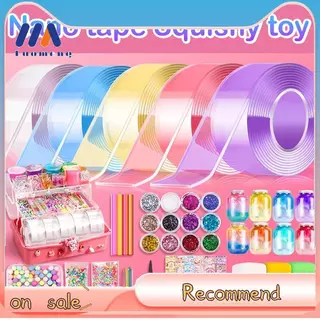 Luo-Meng DIY Craft Pinch ของเล่นทํา Blowable Bubble เทป Non-marking กาวสองหน้านํากลับมาใช้ใหม่สีสูง Stiy เทปนาโน Nice