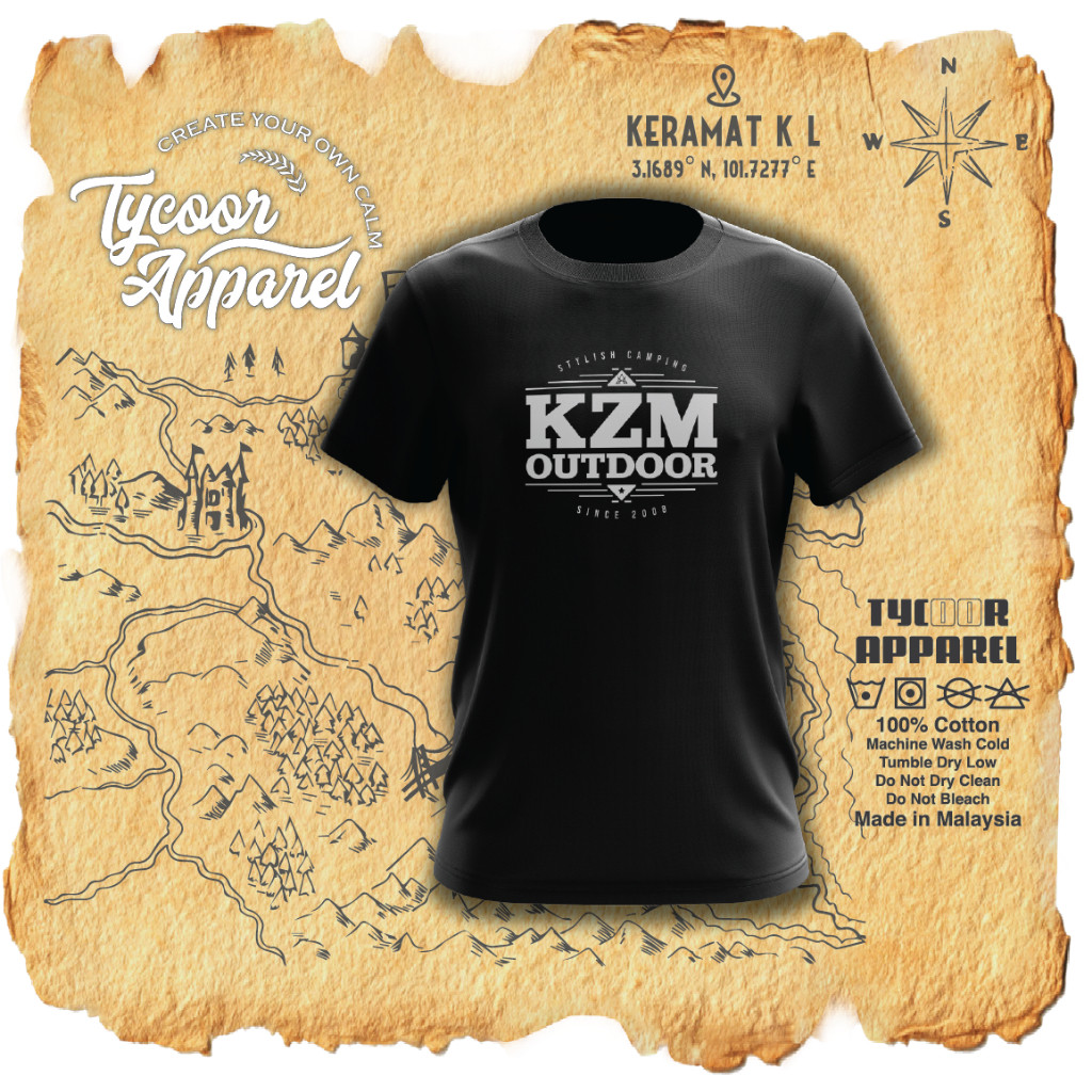 เสื้อยืด Kzm Stylish Camp (เสื้อยืดไมโครไฟเบอร์) เสื้อยืดกลางแจ้ง