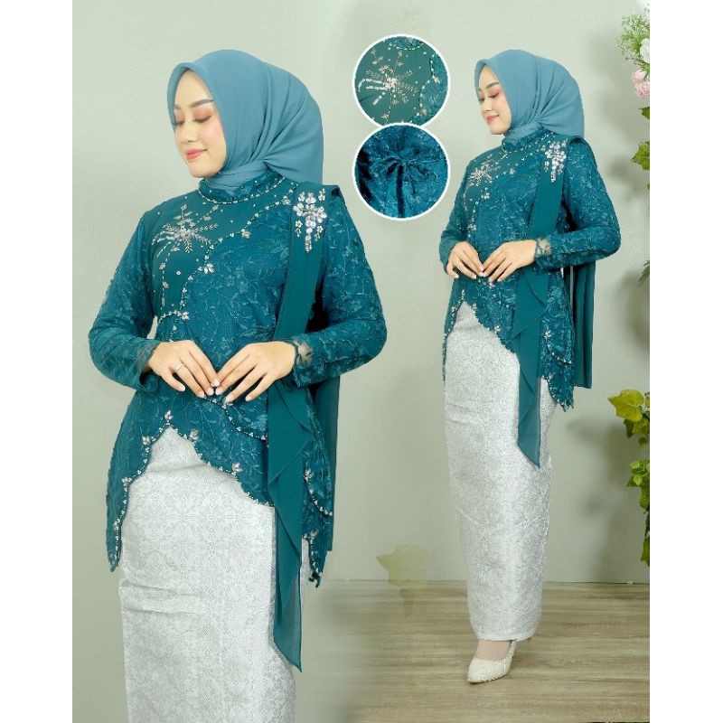AU7 - ล่าสุด jasmine kebaya / qiyubi kebaya / ผ้าคลุมไหล่ kebaya / party kebaya / party kebaya / art