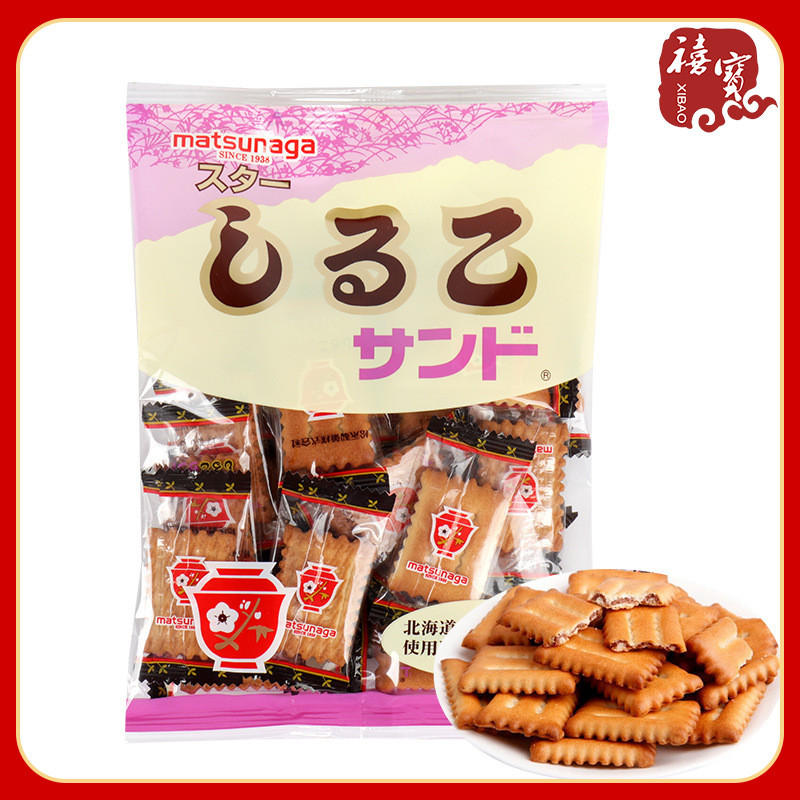 Matsunaga Biscuits Small Bag Hokkaido Wheat Red Bean Flavour Office Snacks Snacks Sandwich Biscuits 