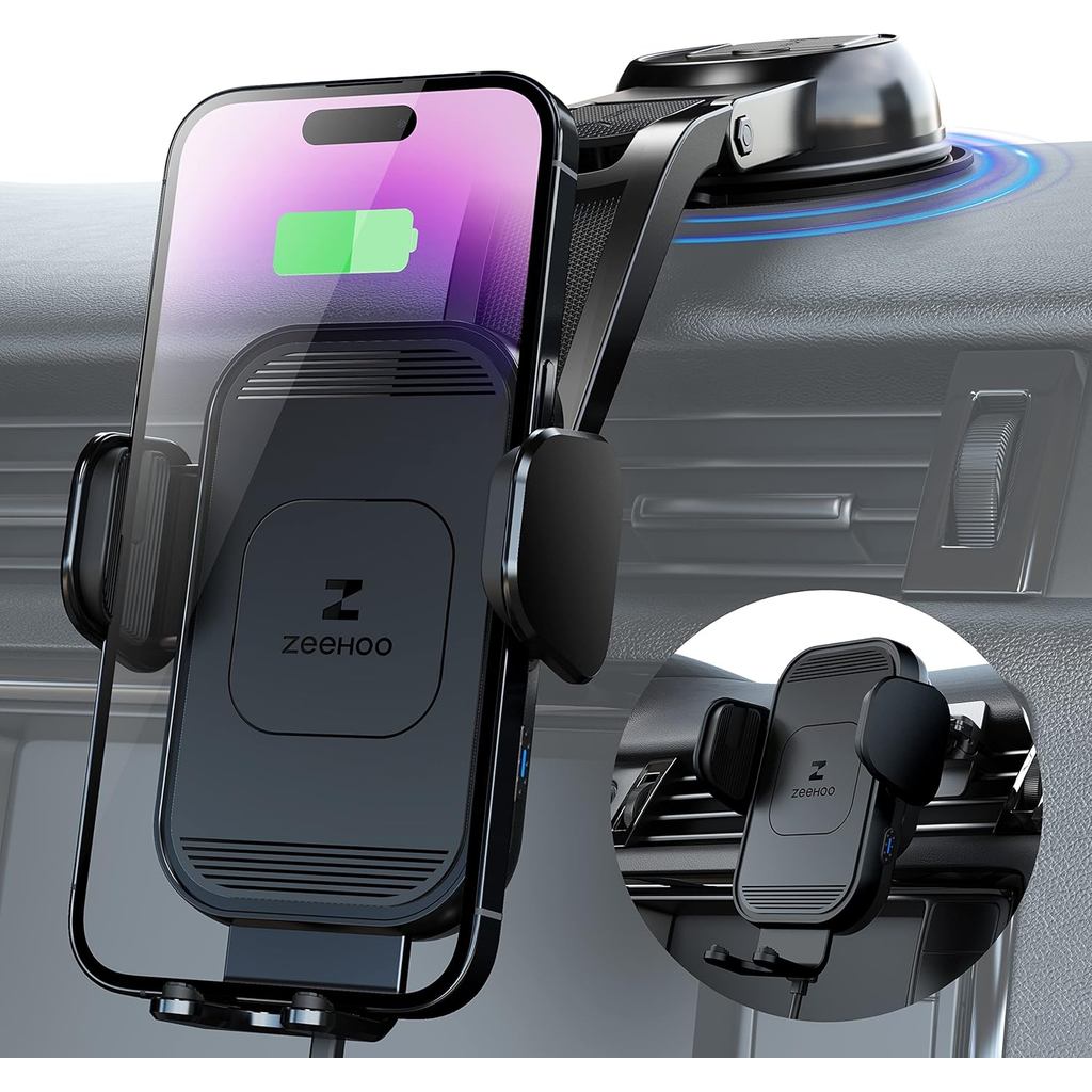 ZeeHoo Wireless Car Charger, 15w Fast Charging, Auto Clamping Car Phone Mount, Mobile Phone Holder C