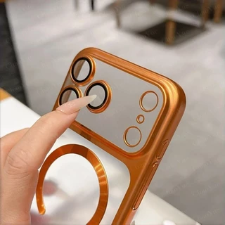 เคสโทรศัพท์หรูหราสีใสด้าน ชุบไฟฟ้าโปร่งใส พร้อมรองรับการชาร์จไร้สายแบบแม่เหล็ก ใช้งานได้กับ iPhone 11 12 13 14 15 16 17 Pro Max Air Plus เคส TPU นุ่มใส กันกระแทก ชุบเคลือบ ป้องกันการตก หลังกระจกกันชน เคสฝาหลัง ดีไซน์สวยงาม