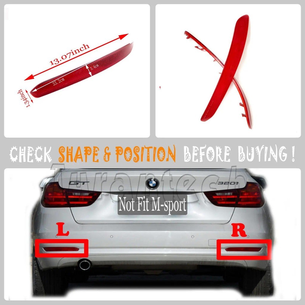 สําหรับ REAR Reflector 14-16 BMW GT 3 series F34 Gran Turismo GT3 318d 320d 320i 325d 328i 330d 335i