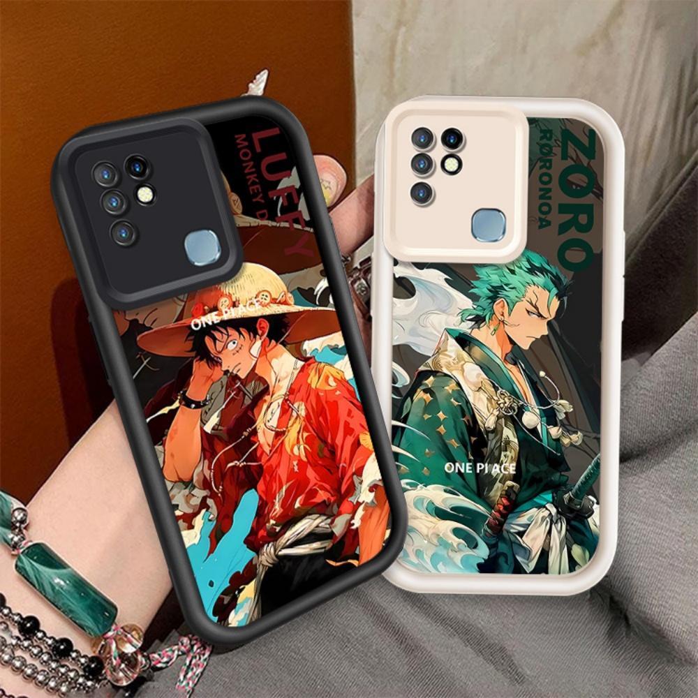 ปลอกคู่โทรศัพท์สําหรับ Infinix HOT 9Play HOT 10Play HOT 11Play น่ารักการ์ตูนซิลิโคน Luffy Zoro กันกร