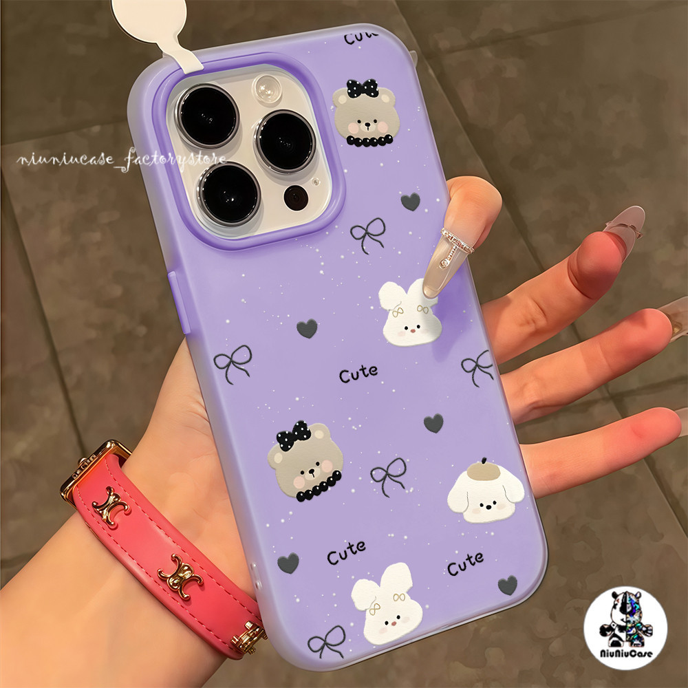 หมีน้อยน่ารัก For Oppo A38 A18 A15 A35 A17 A17K A16 A54s A77 A57 A31 A53S A33 A32 A9 A5 A11 A58 A74 A95 RENO 2 ใน 1 เคส
