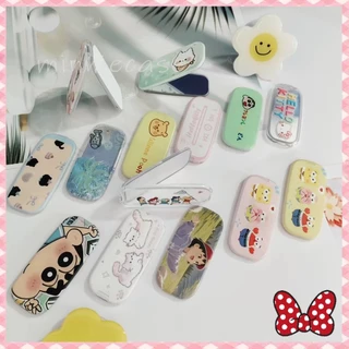 วงเล็บพับได้กระจกโทรศัพท์ การ์ตูนน่ารักสำหรับ iphone สิ่งประดิษฐ์ไล่ล่า มือจับกระจกใหญ่ แนวการ์ตูน เสาโทรศัพท์กระจกพกพา