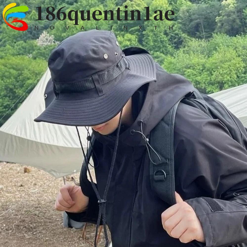 QUENTIN1AE หมวกกันแดดผู้ชายปีกกว้างตกปลาคอแบบมีฝาปิด