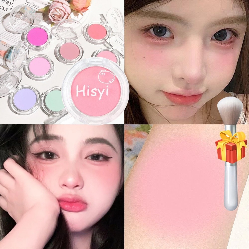 [ของขวัญฟรี] บลัชออนเนื้อแมทท์สีเดียว HISYI Soft Mist Monochrome Powder Blusher 16 สี แมทท์เนื้อละเอียดชิมเมอร์ สีธรรมชาติ ติดทนนาน สีชมพูหวาน บลัชออนสีเดียว WAVETH