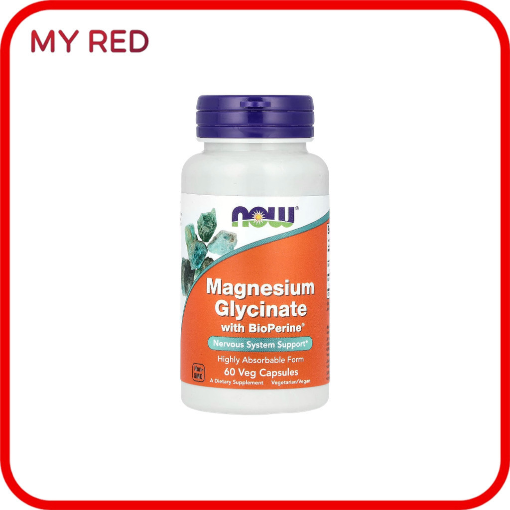 NOW Foods, Magnesium Glycinate With BioPerine®, 60 Veg Capsules