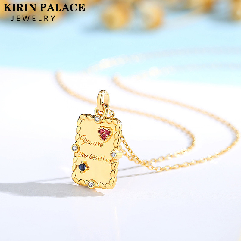 จี้สร้อยคอผู้หญิง 18K Gold Red Corundum AU750 พร้อมใบรับรอง ของขวัญวันพิเศษ